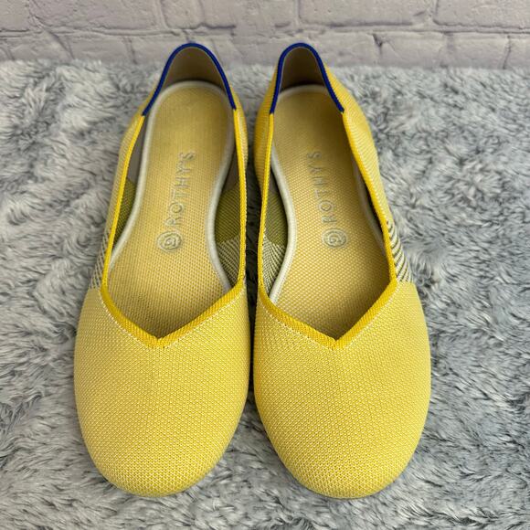 Rothy's The Flat Slip On Shoes Yellow Knit Flats Women's 11 Casual Washable - Picture 2 of 11